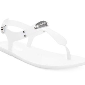 Michael Kors MK Plate Jelly Thong Sandals - Optic White (8)